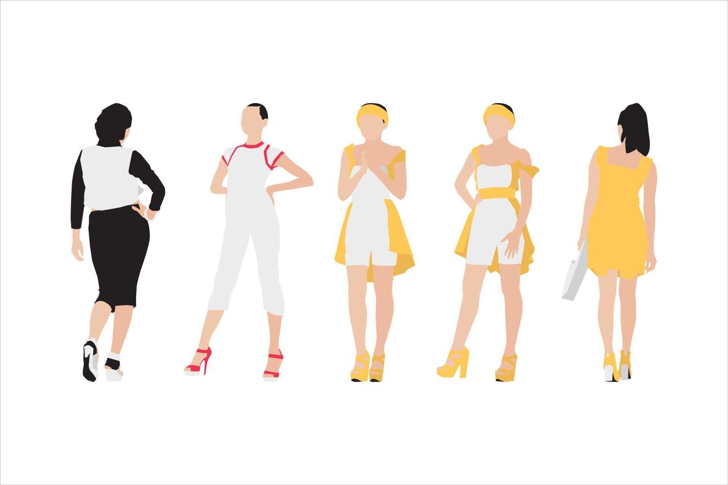 Vector illustration of fashionable women bundle