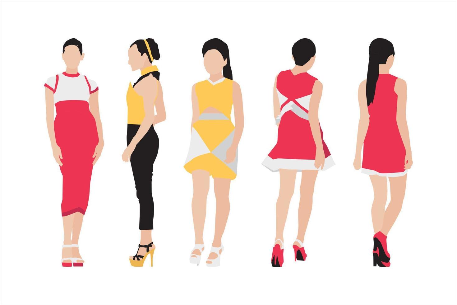 Vector illustration of fashionable women bundle