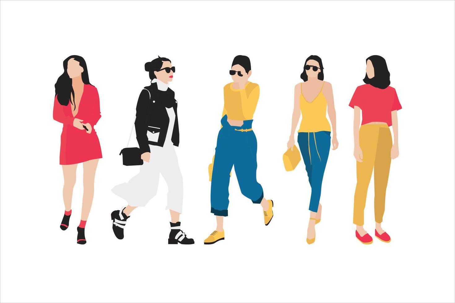 Vector illustration of casual woman bundle