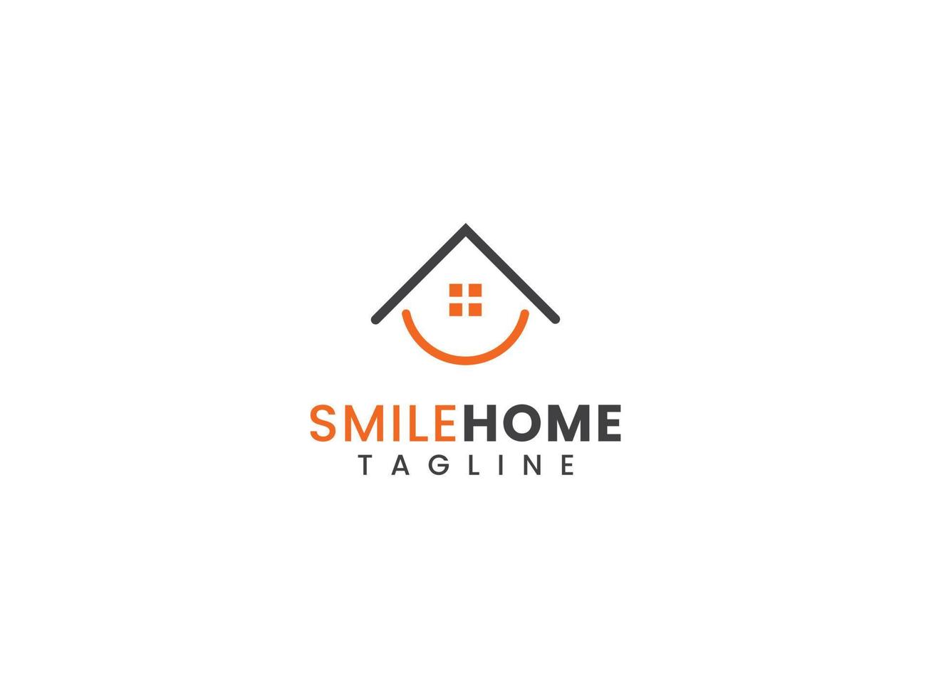 plantilla de logotipo de inicio de sonrisa, cara feliz y concepto de hogar vector