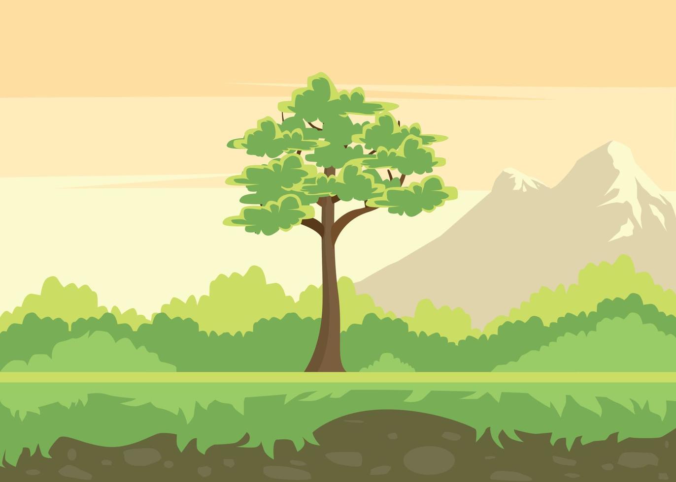 vector libre de árbol de goma de paisaje