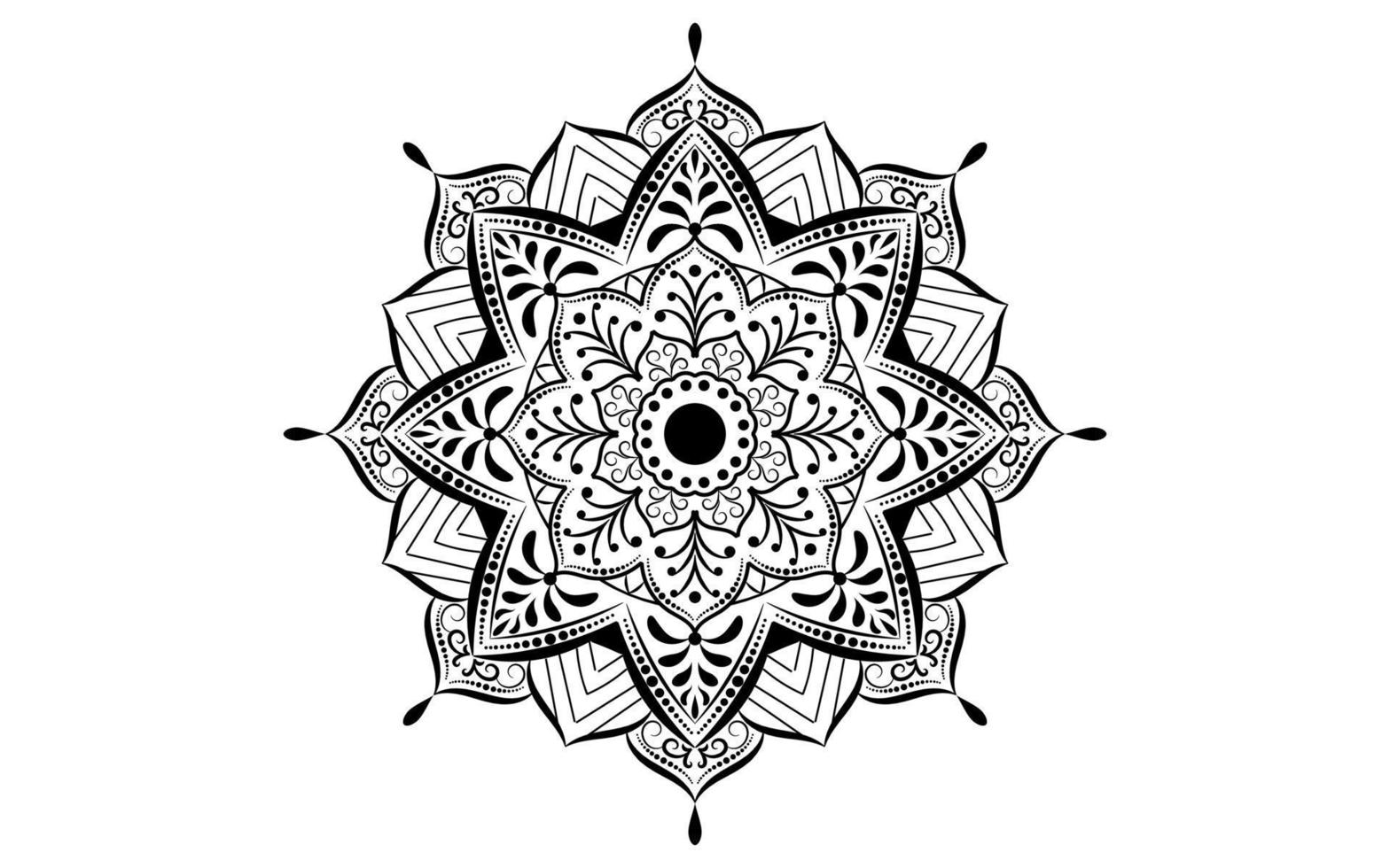 flor de patrón circular de mandala con blanco y negro, motivos florales de mandala vectorial con fondo blanco vector