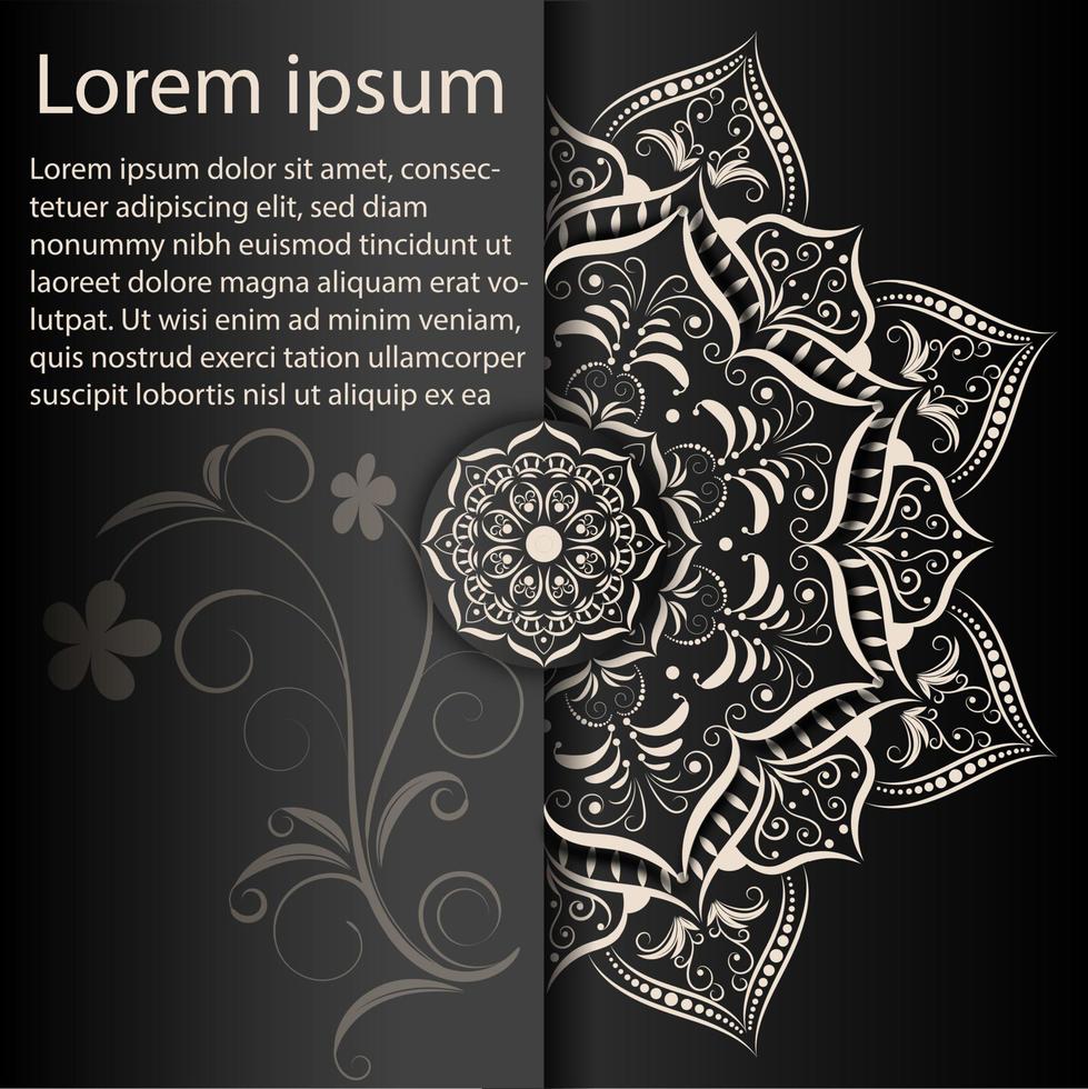 luxury mandala design with Cream color, Vector mandala floral patterns with black background