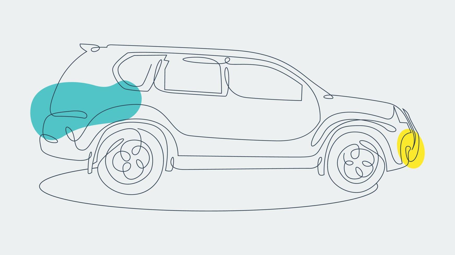 car in modern minimalist continues art style vector