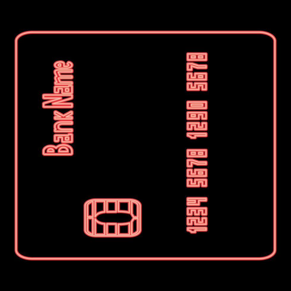 Neon inserting credit card red color vector illustration flat style image