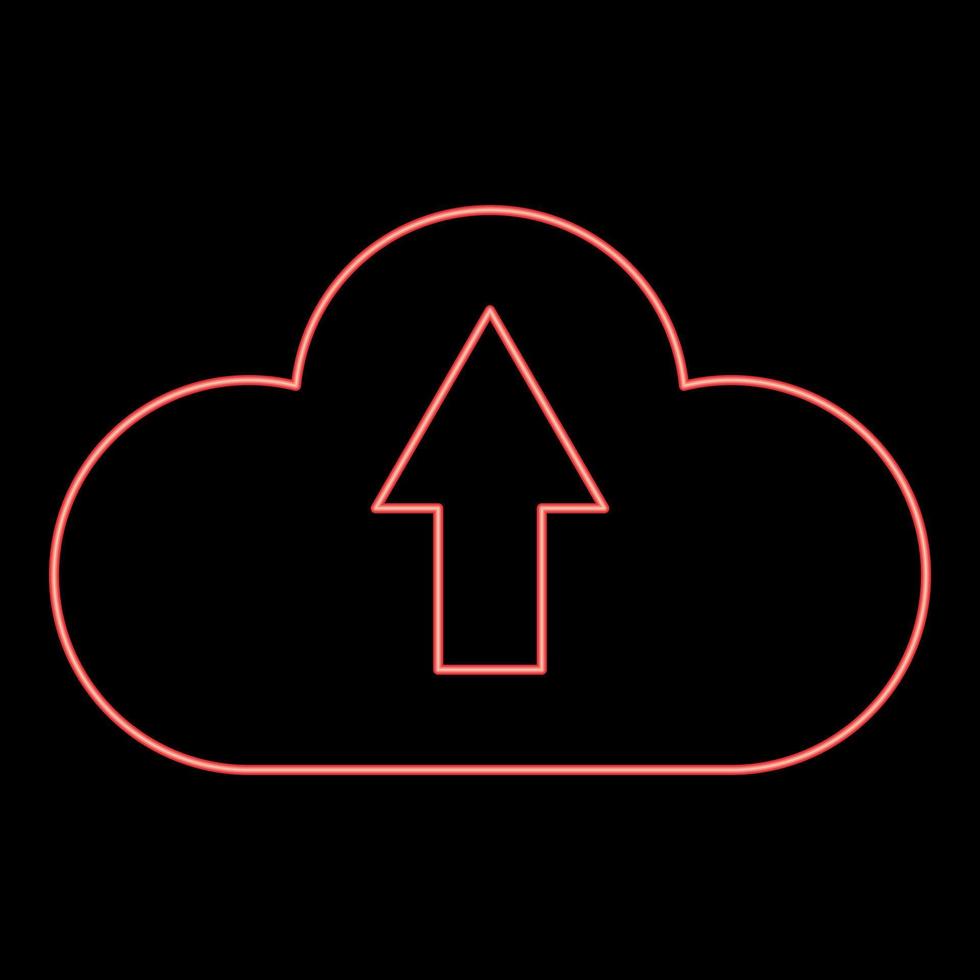 Neon cloud service red color vector illustration flat style image