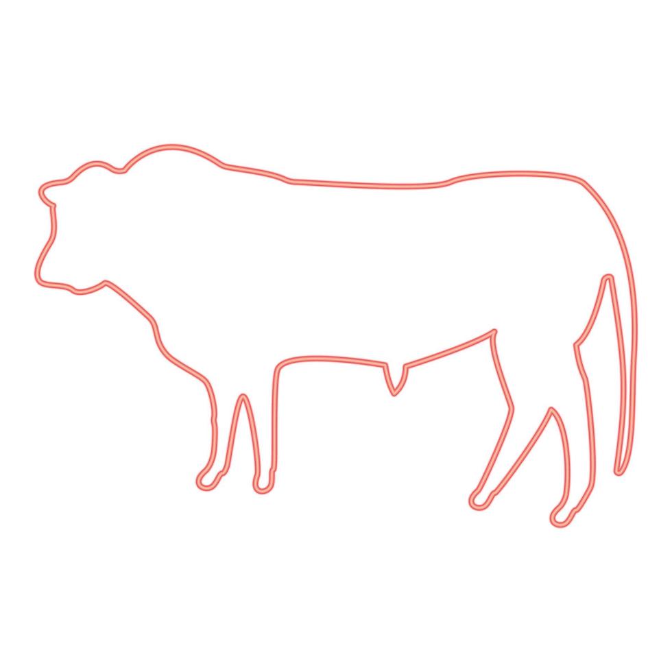 imagen de estilo plano de ilustración de vector de color rojo de toro de neón