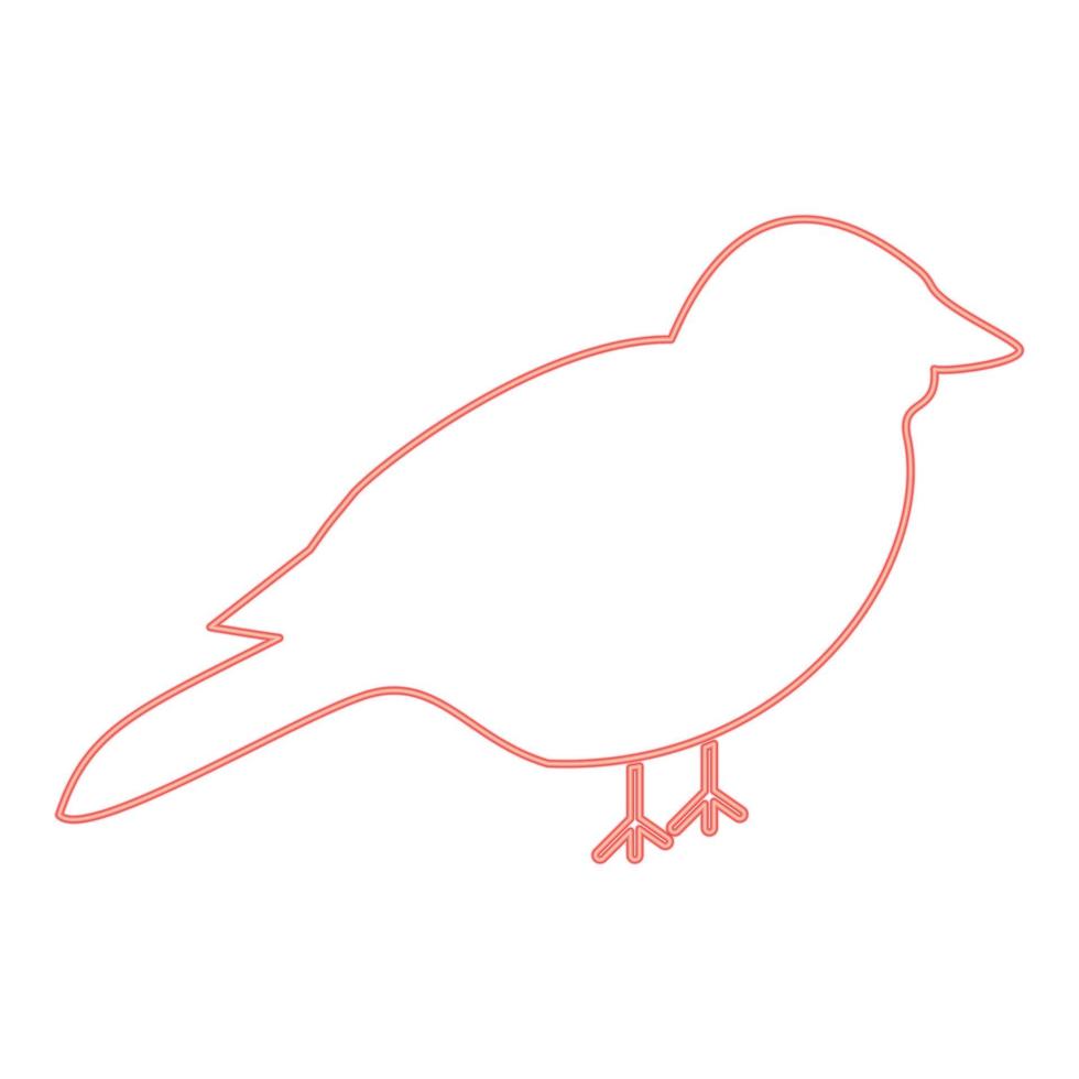 imagen de estilo plano de ilustración de vector de color rojo de pájaro de neón