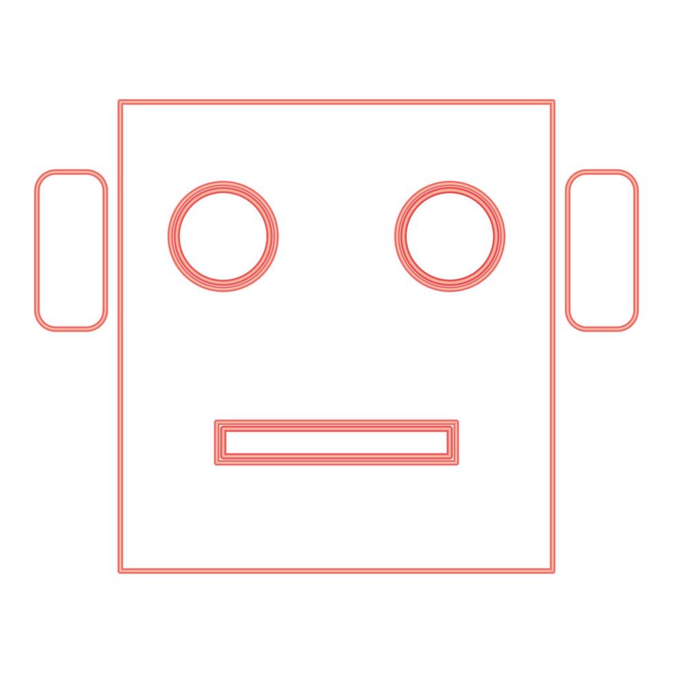 Neon robot head red color vector illustration flat style image