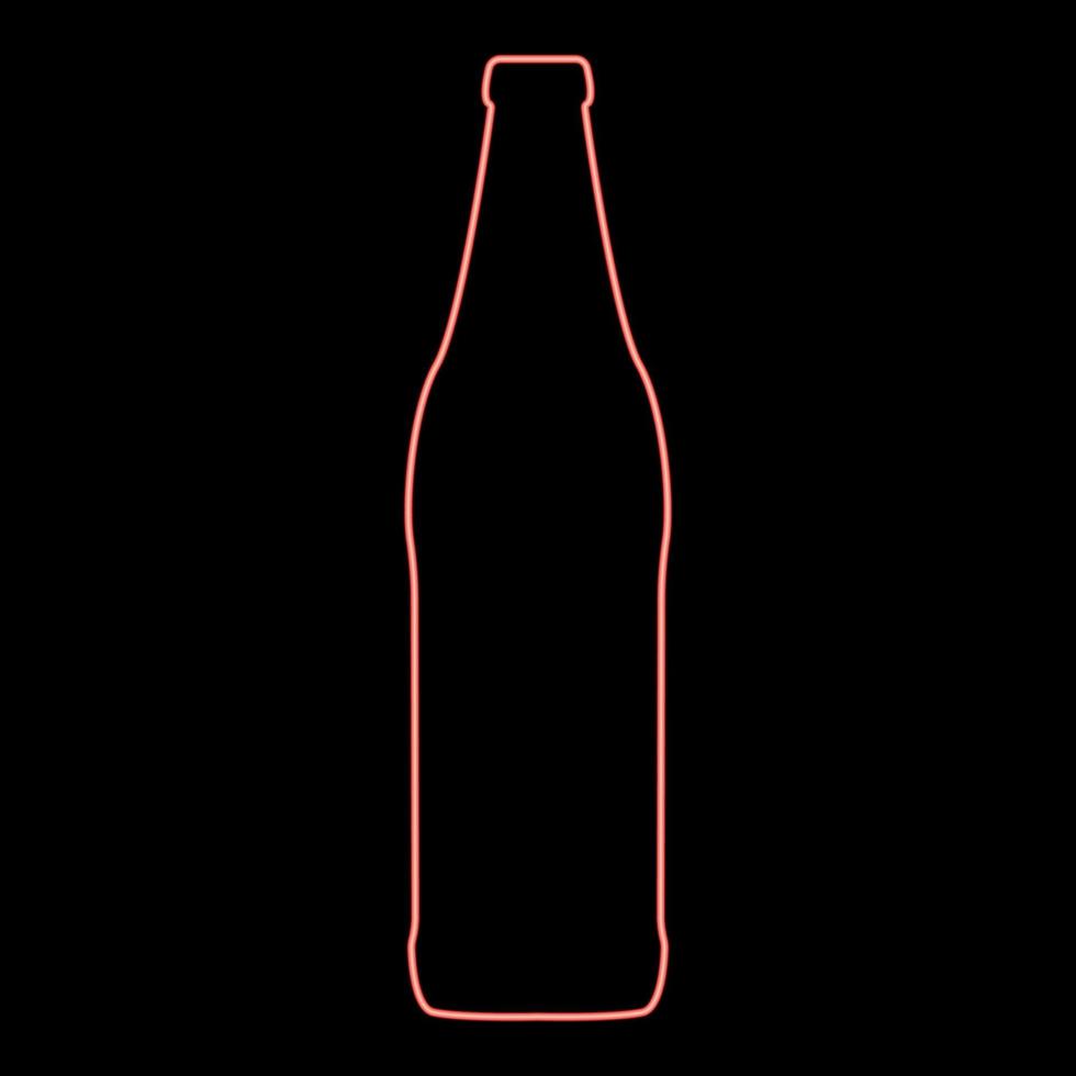 Neon beer bottle red color vector illustration flat style image
