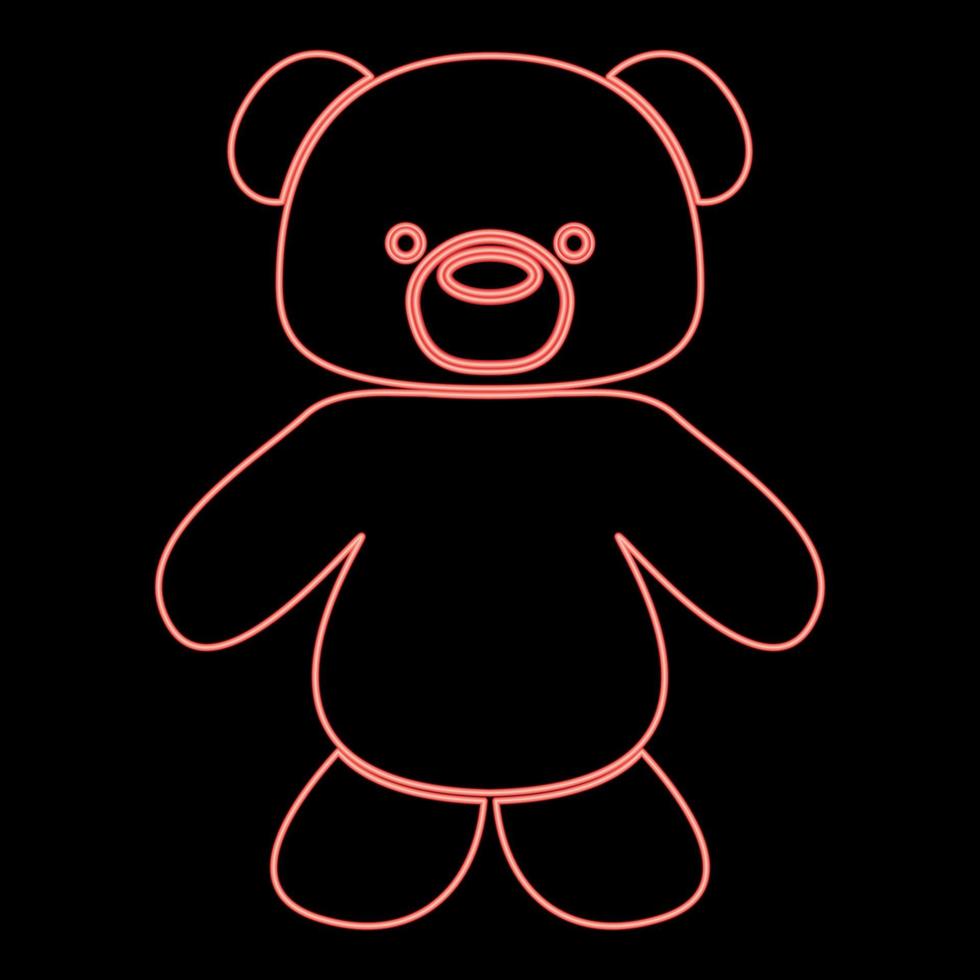 Neon little bear red color vector illustration flat style image