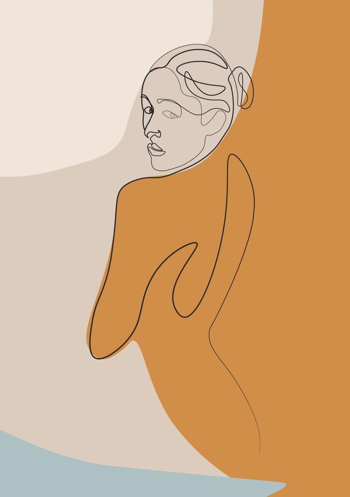 caras surrealistas línea continua, dibujo de caras y peinados, concepto de moda, belleza de la mujer, minimalista, ilustración vectorial, bastante sexy. retrato contemporáneo vector