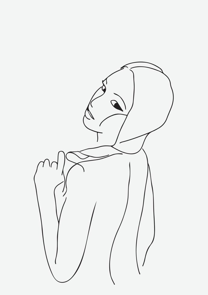 Surreal Faces Continuous line, drawing of set faces and hairstyles, fashion concept, woman's beauty, minimalist, vector illustration, pretty sexy. Contemporary portrait