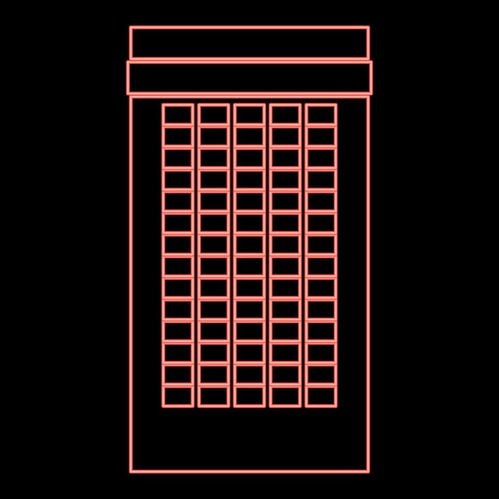 imagen de estilo plano de ilustración de vector de color rojo de edificio de neón
