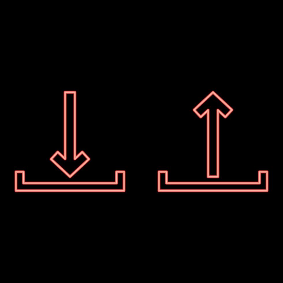 Neon sign upload and download red color vector illustration flat style image