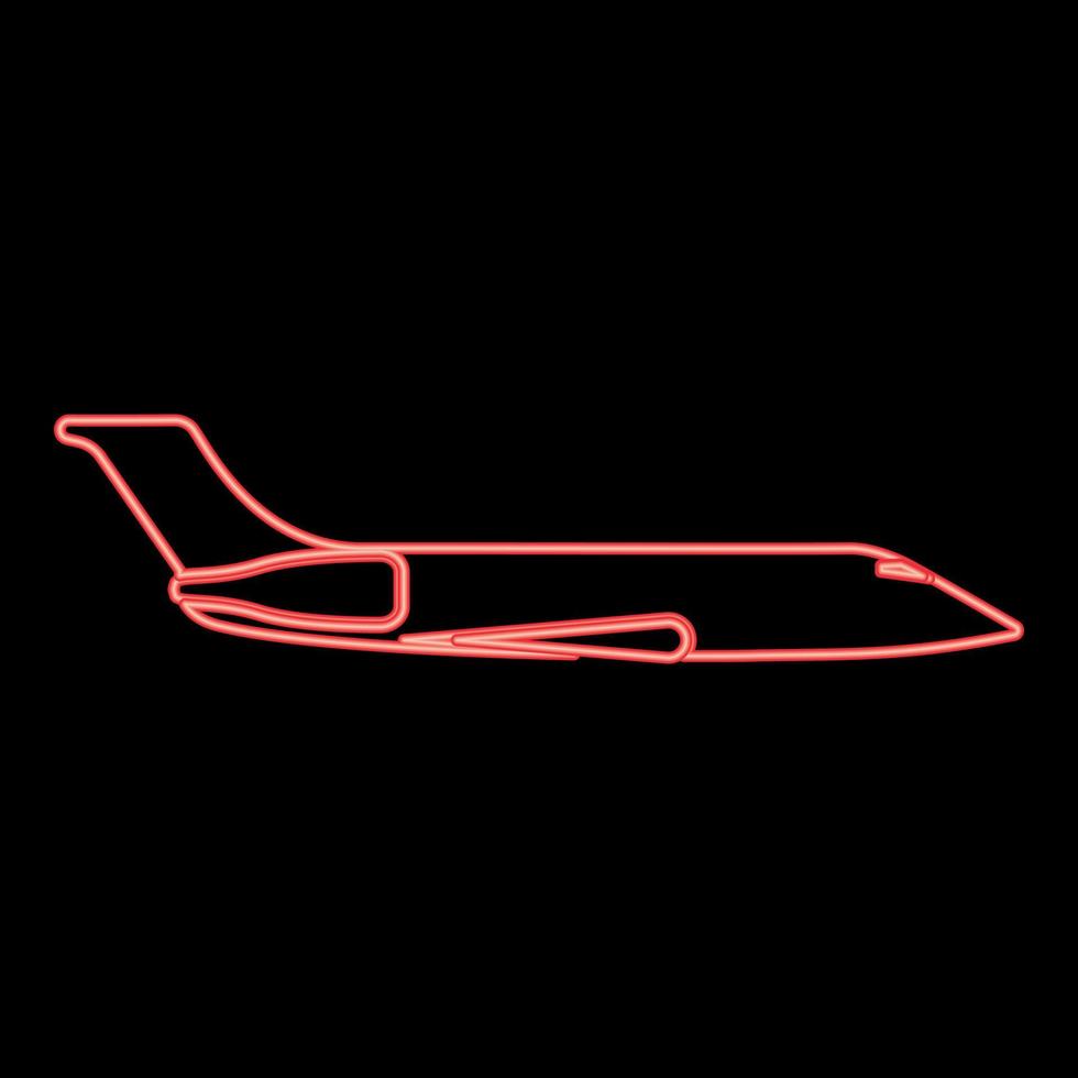 avión privado de neón color rojo vector ilustración imagen estilo plano