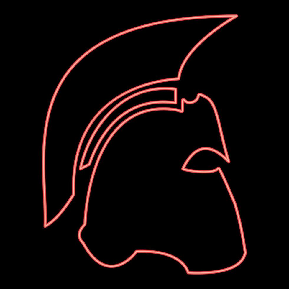 casco espartano de neón color rojo ilustración vectorial imagen de estilo plano vector