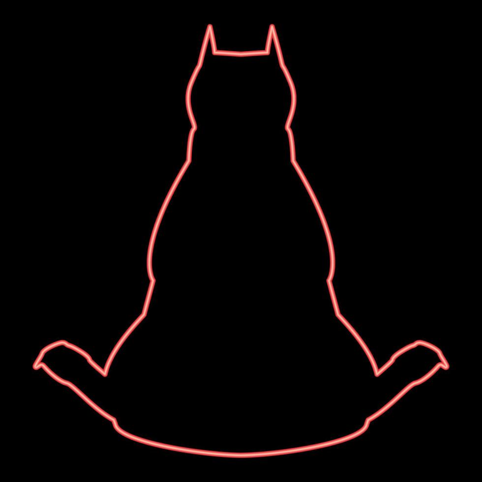 Neon dog from back view red color vector illustration flat style image