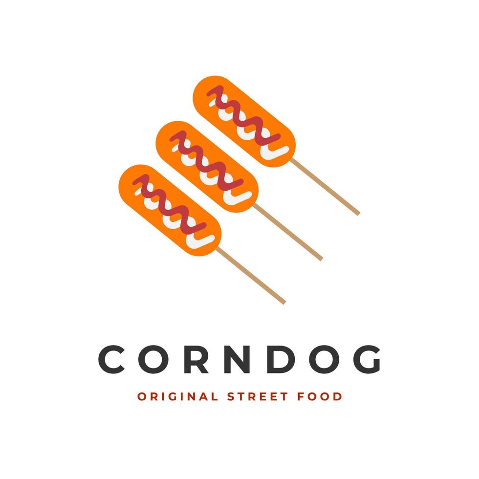 logotipo de ilustración de corndog de comida callejera coreana lista para comer vector