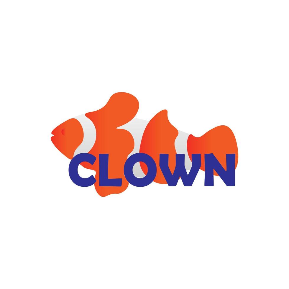 Clown fish cartoon illustration logo with overlapping text vector