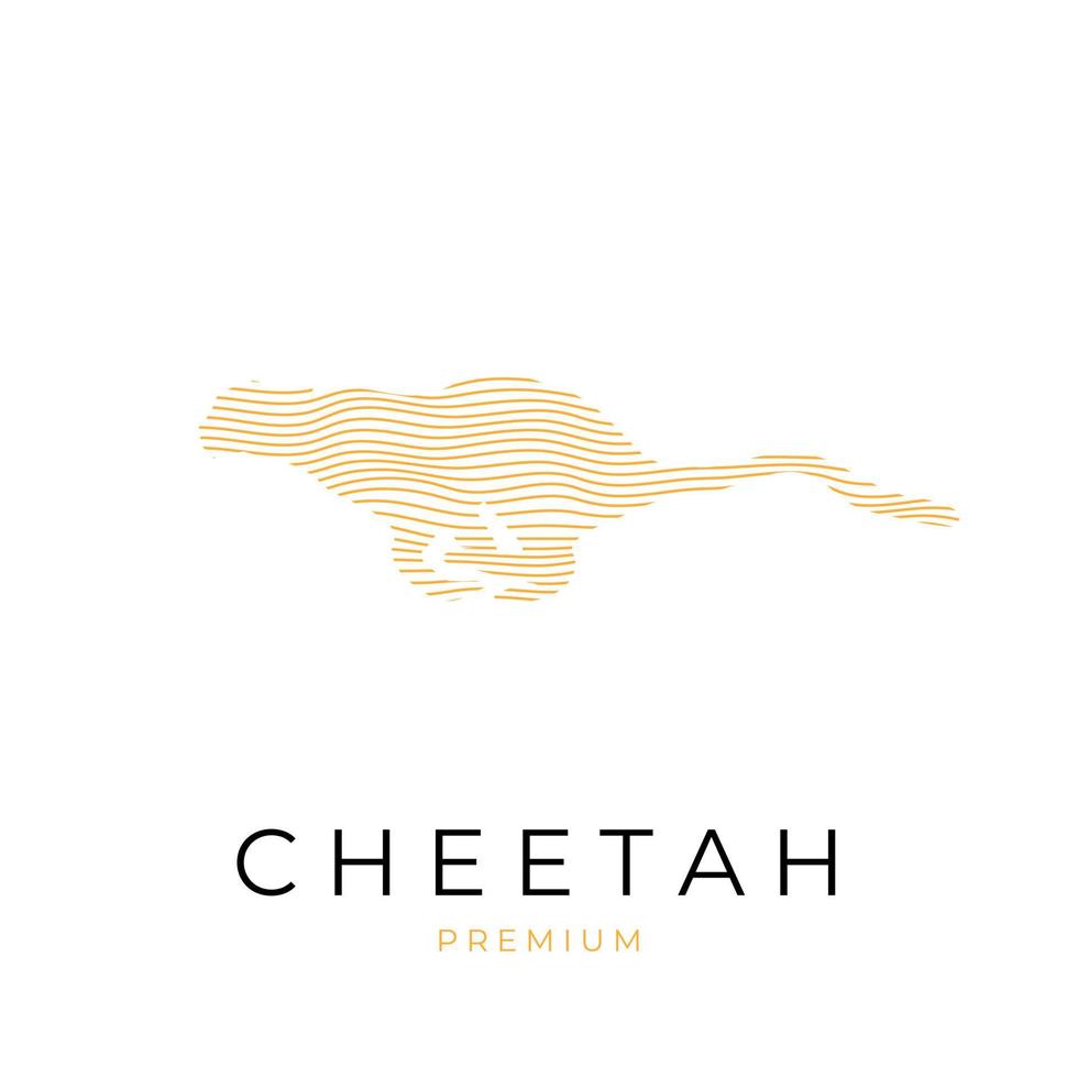 Yellow line abstract illustration logo forming a cheetah leopard running fast vector