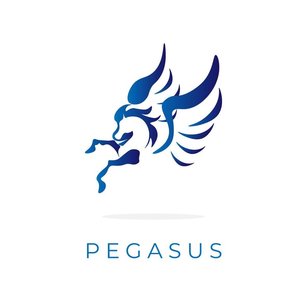 Strong and muscular pegasus illustration logo in blue color vector