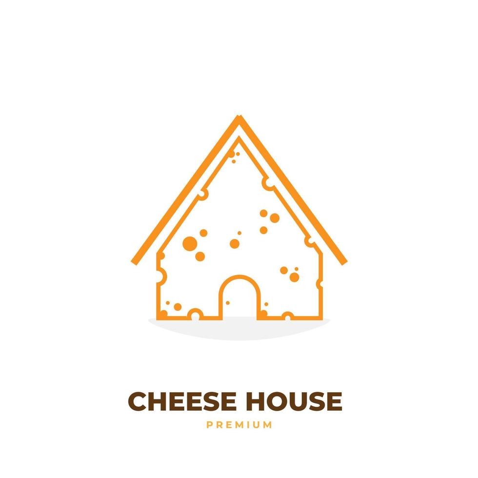 Simple illustration logo line art cheese house vector