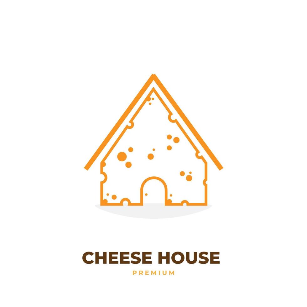 casa de queso de arte de línea de logotipo de ilustración simple vector