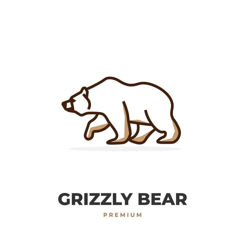 Grizzly bear line art simple illustration logo vector