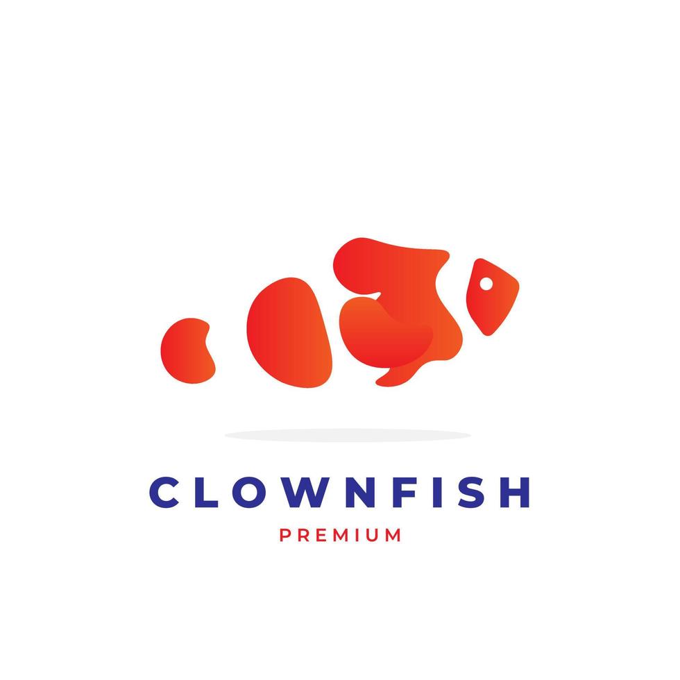 Simple clown fish vector illustration logo with gradient