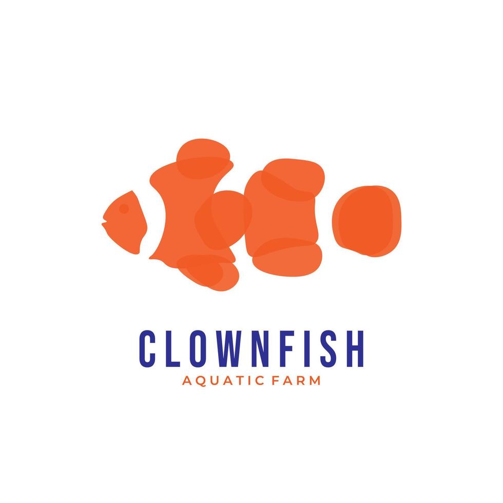 Clown fish vector illustration logo with overlapping orange color pattern