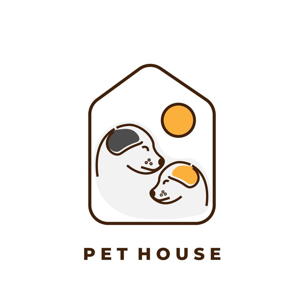 logotipo de ilustración de arte de línea de tienda de mascotas vector