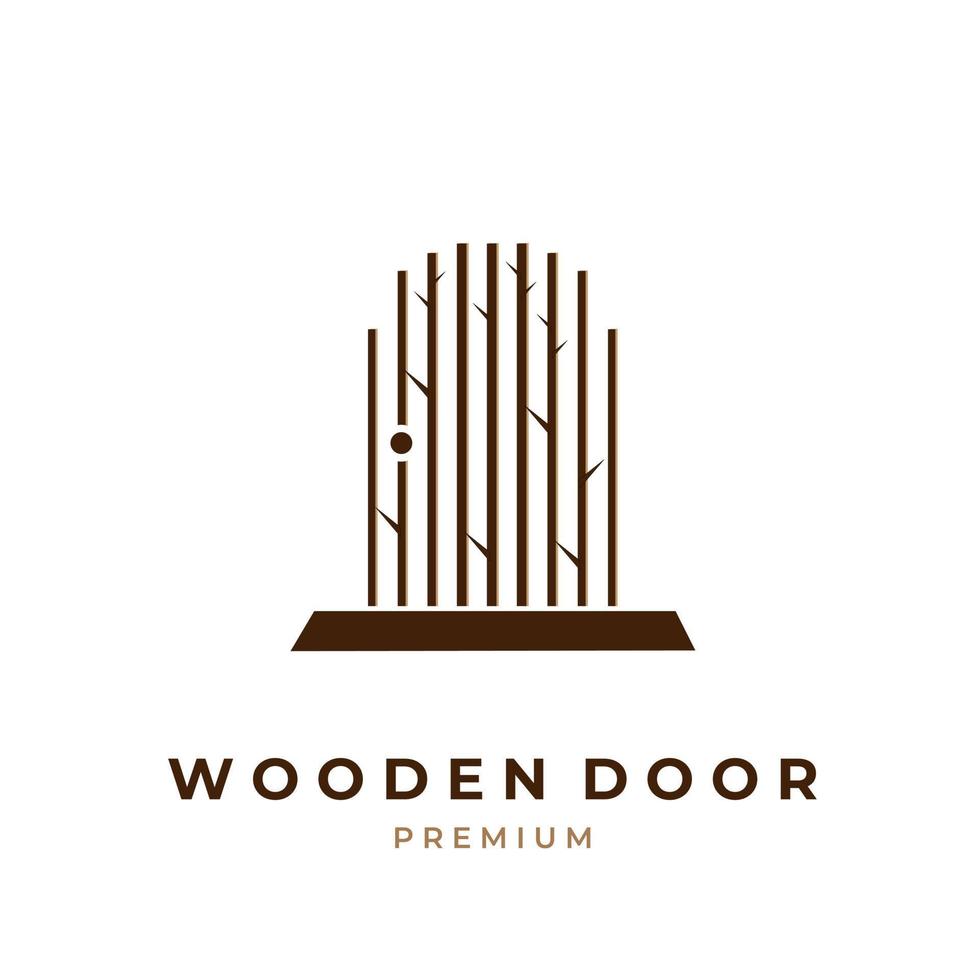 logotipo de ilustración simple de una puerta de una rama de madera vector