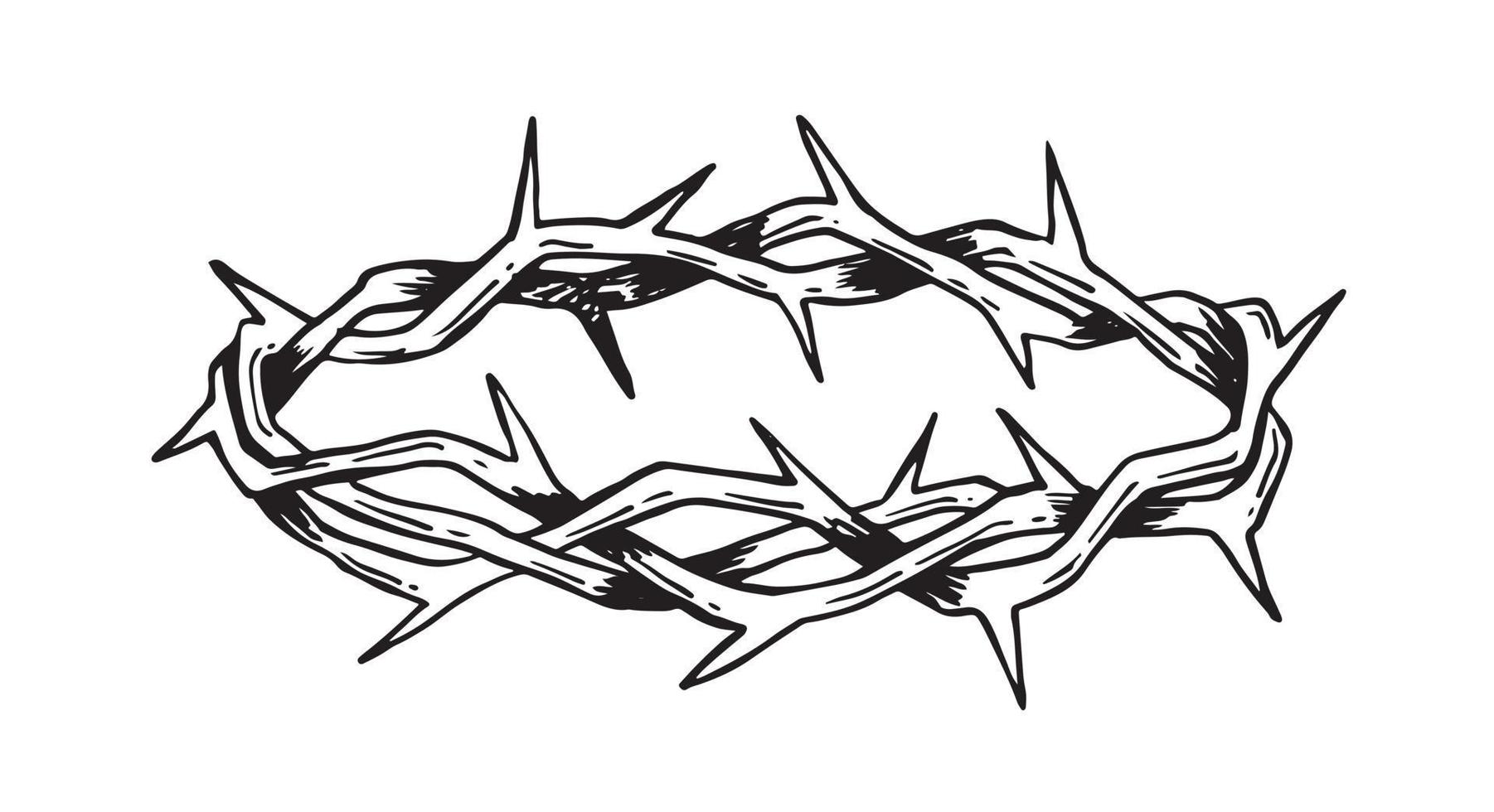 Crown of thorns hand drawn illustration on white background. vector