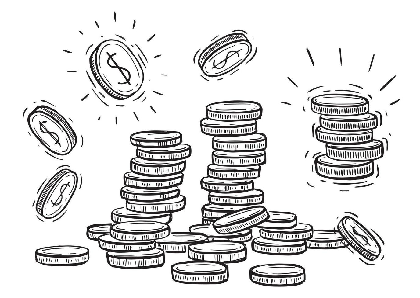 Pile of money, hand drawn illustration, vector. vector