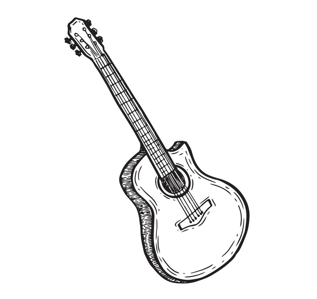 Guitar hand drawn vector illustration.