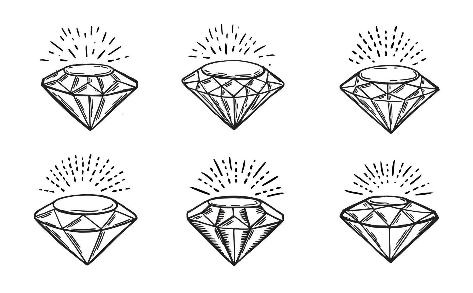 Diamonds, Hand drawn style, vector illustration.
