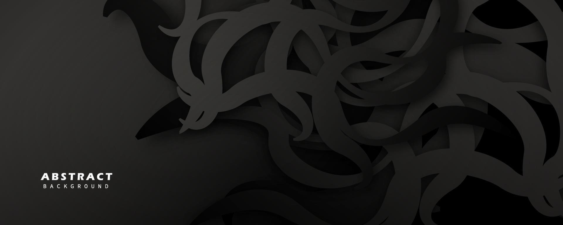 Abstract dark black papercut background vector