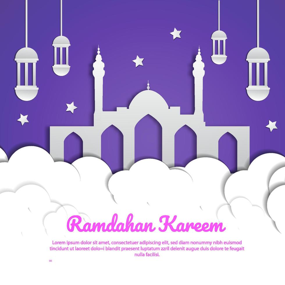 Ramadhan background papercut vector