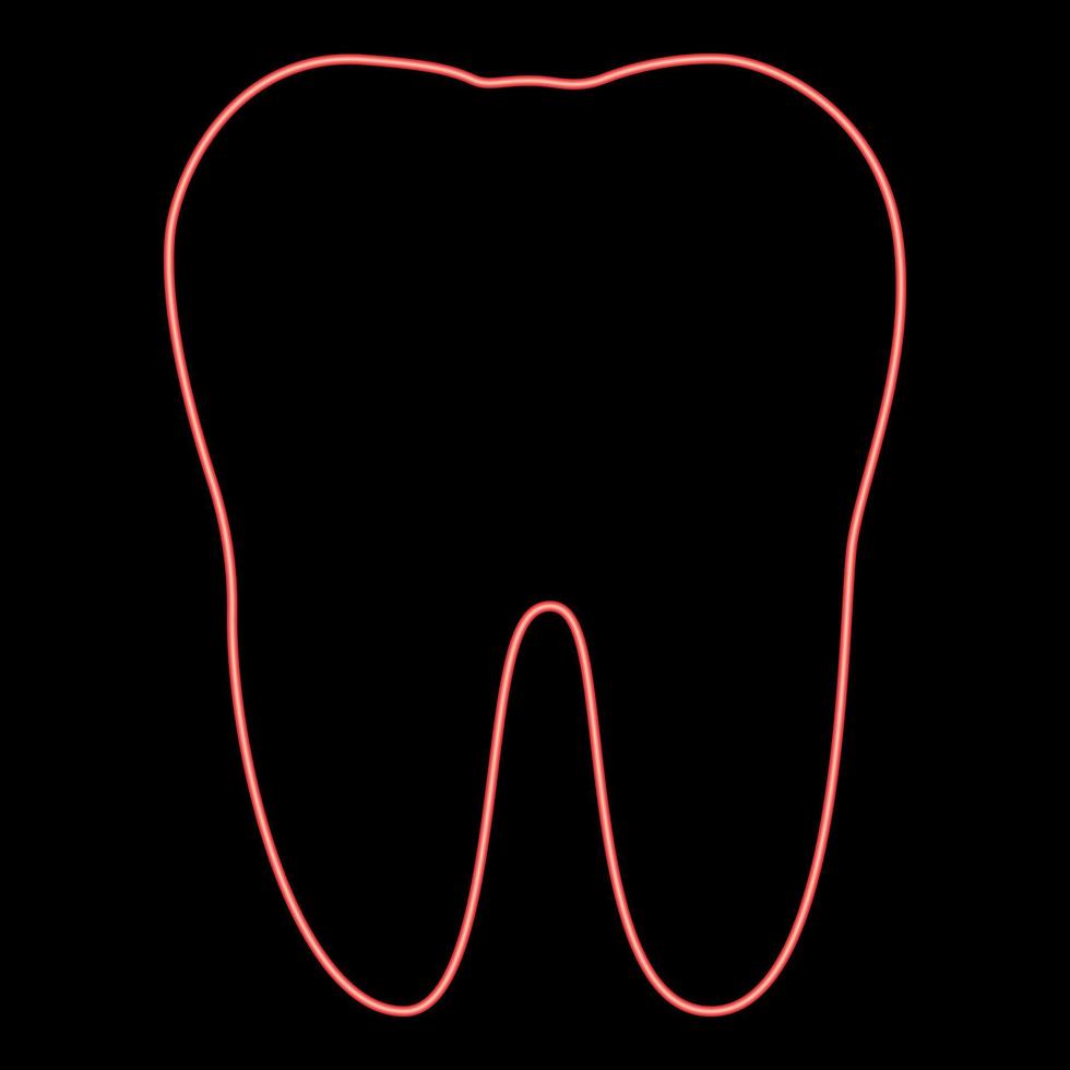 Neon tooth red color vector illustration flat style image
