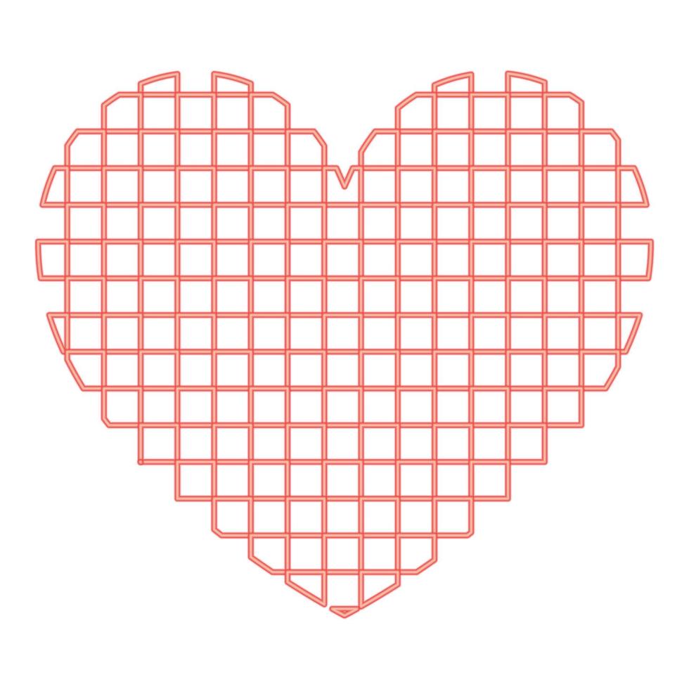 Neon heart with square red color vector illustration flat style image