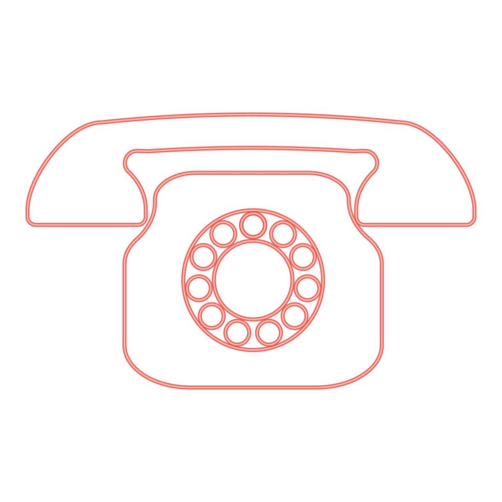 Neon retro telephone red color vector illustration flat style image