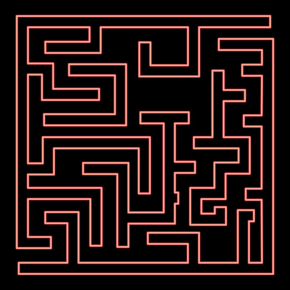 Neon labyrinth maze conundrum red color vector illustration flat style image