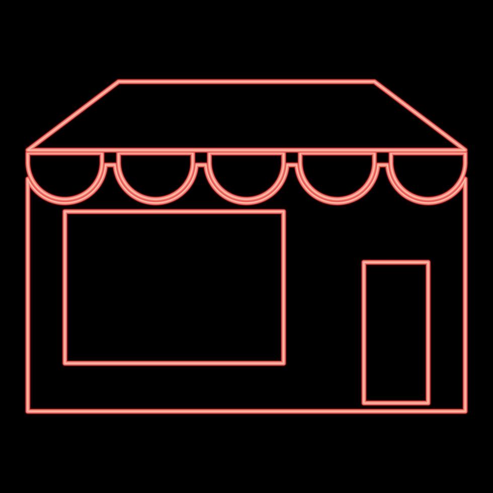 Neon store icon black color in circle red color vector illustration flat style image
