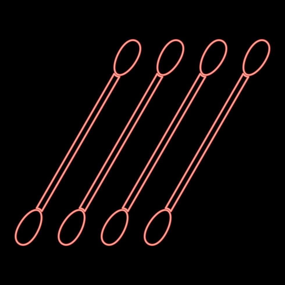 icono de hisopos de algodón de neón color negro en círculo color rojo ilustración vectorial imagen de estilo plano vector