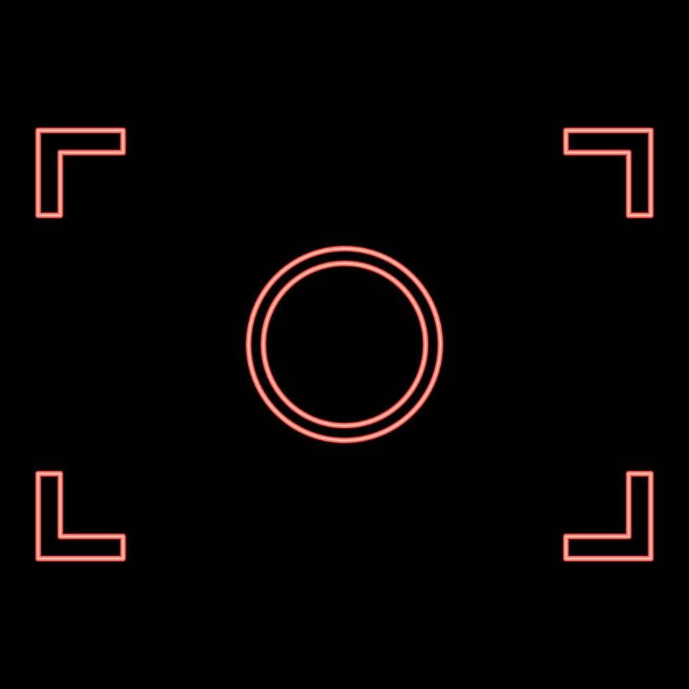 Neon camera focus icon black color in circle red color vector illustration flat style image