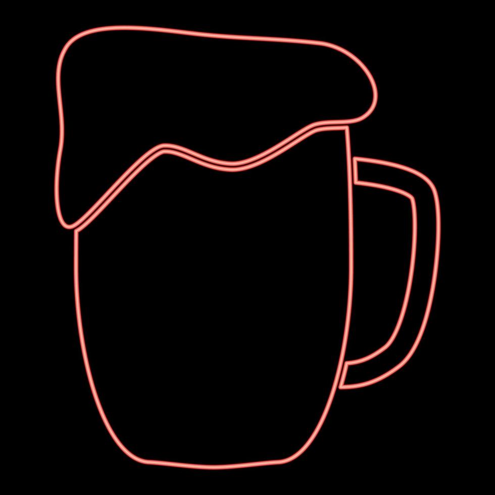 taza de neón cerveza color rojo vector ilustración imagen de estilo plano