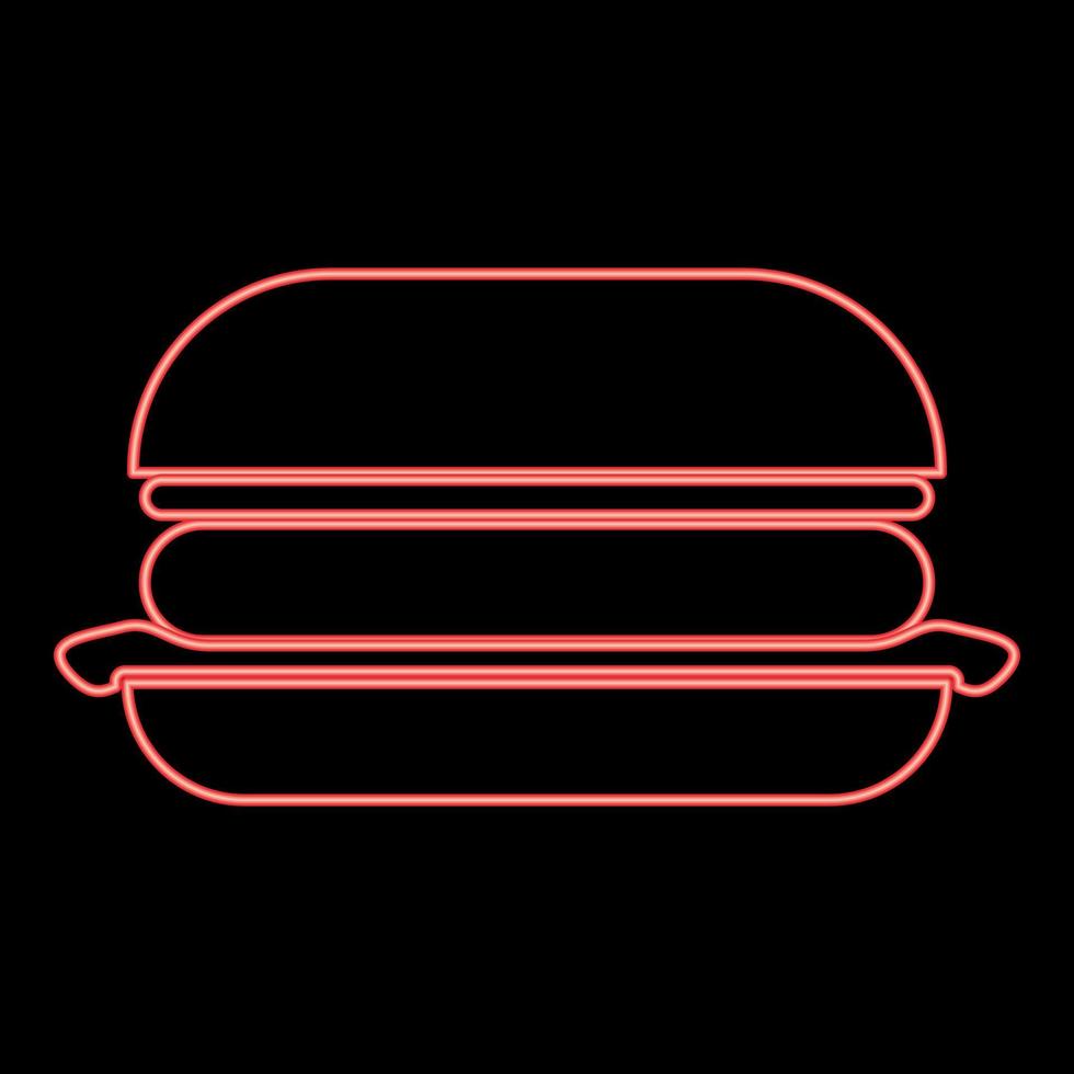 Neon burger red color vector illustration image flat style