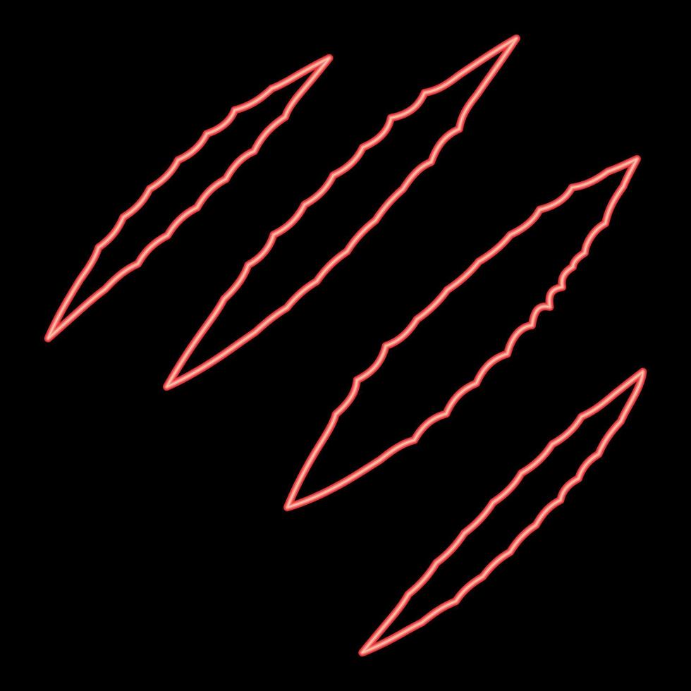 rastro de neón de garras color rojo vector ilustración imagen estilo plano