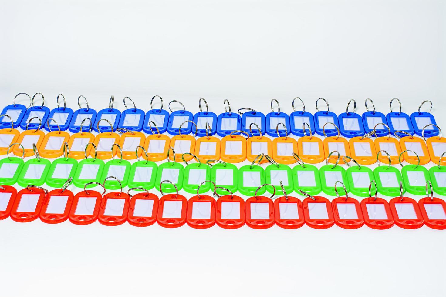 Multiple colors keychain on a white background. photo
